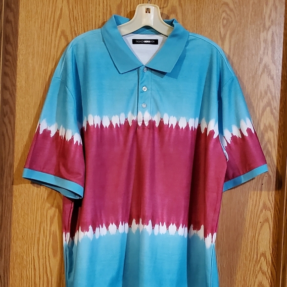 Fashion Nova Gerardo short sleeve tie dye polo shirt polyester size L - Picture 3 of 11